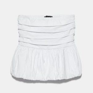 Zara Puffy Strapless White Top